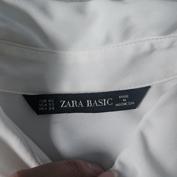 ZARA White Blouse Gold Trim details Button up Western Coastal XS NWT - Picture 3 of 10